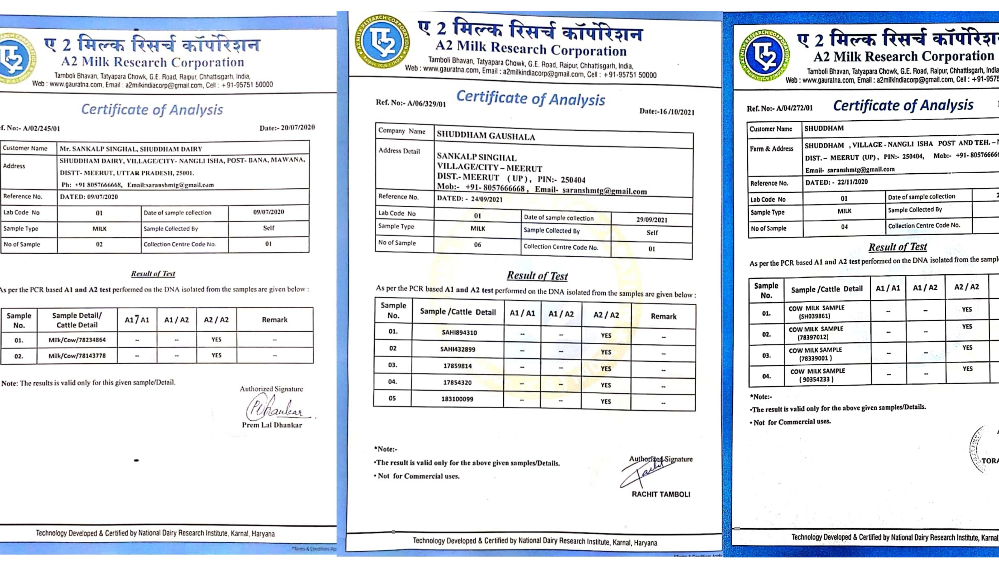 A2 Lab Test Reports