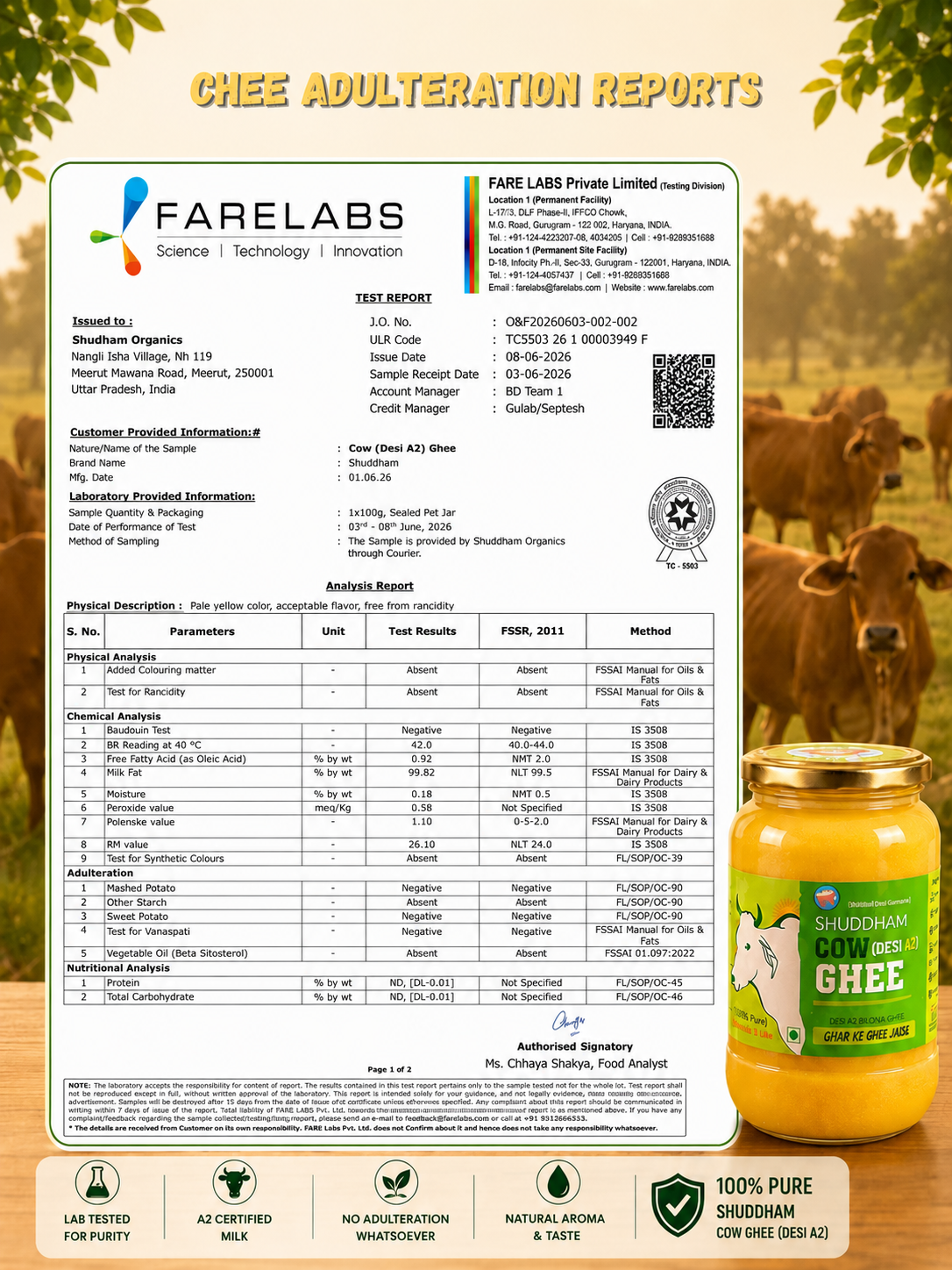 1 Ltrs Shuddham Organics Pure A2 Ghee