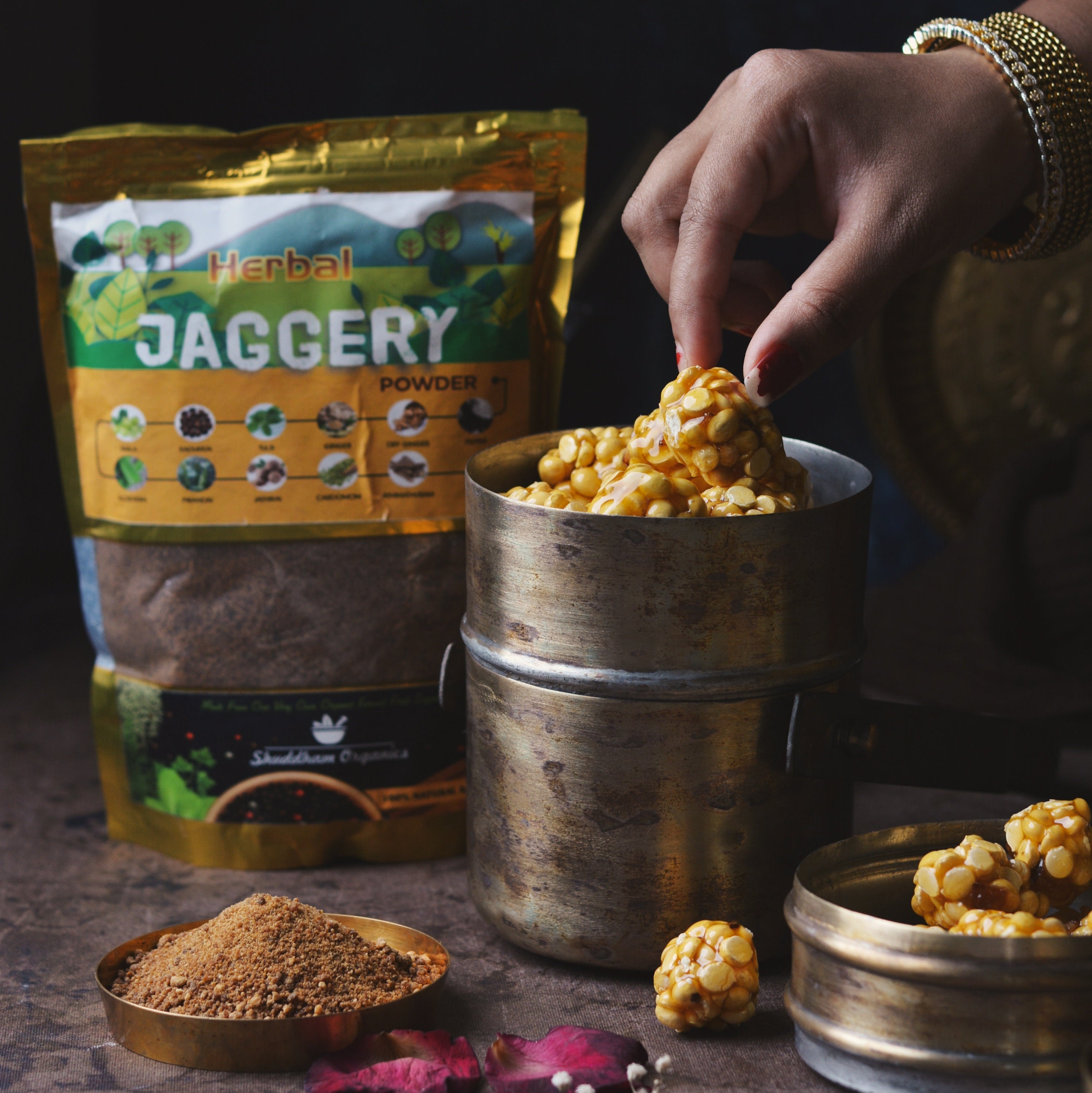 Shuddham Herbal Jaggery Powder with 11 Exquisite Herbs (500 Gms)