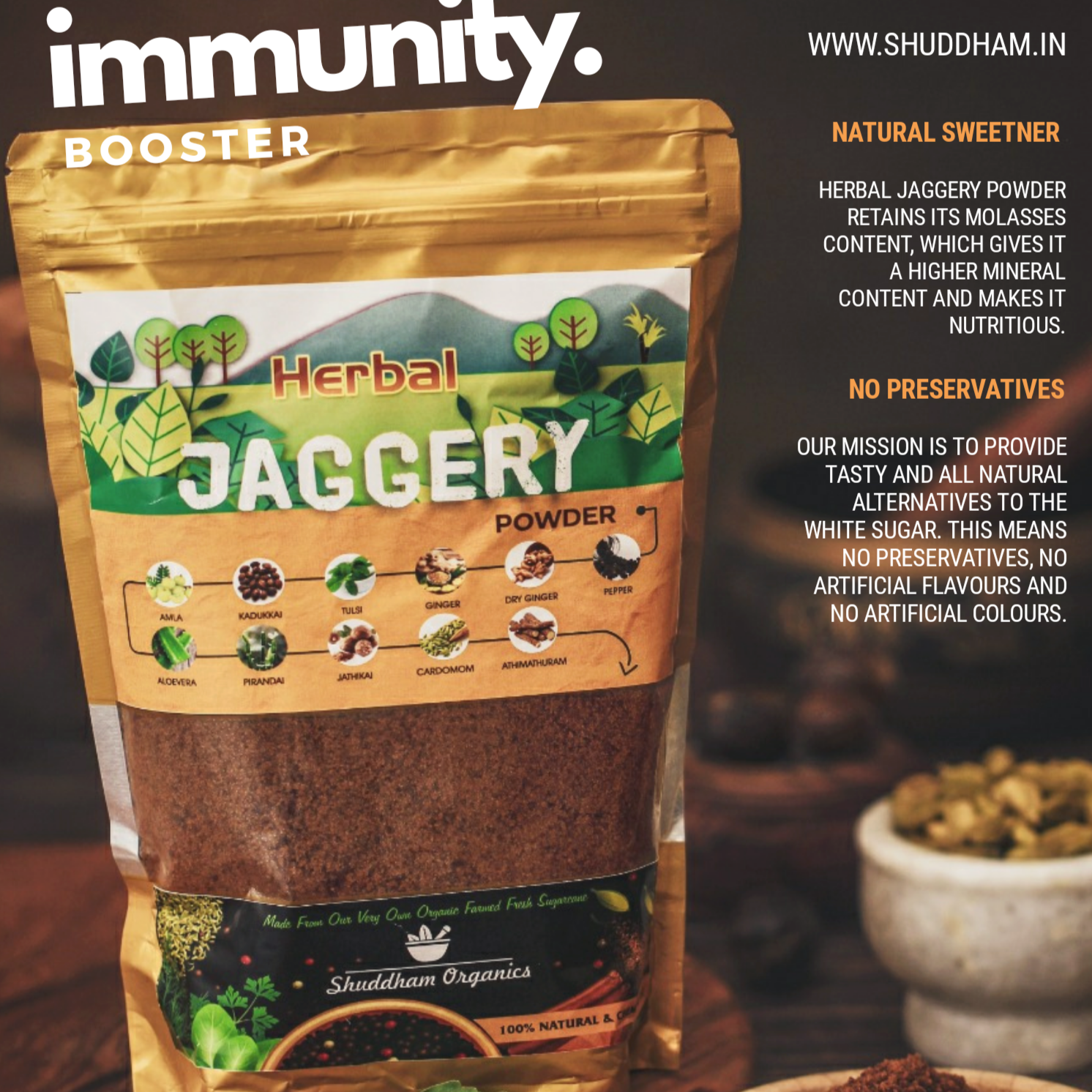 WAO pack of Wild Honey, Saffron & Herbal Jaggery Powder.