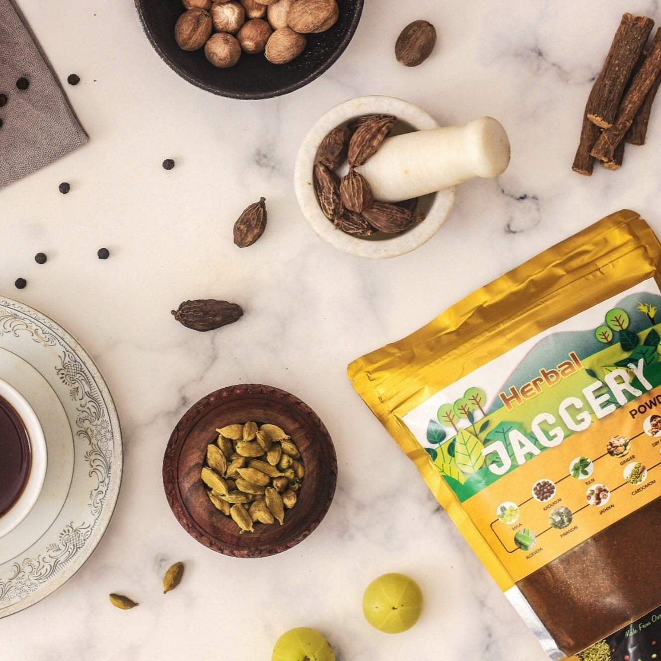 Shuddham Herbal Jaggery Powder with 11 Exquisite Herbs (500 Gms)