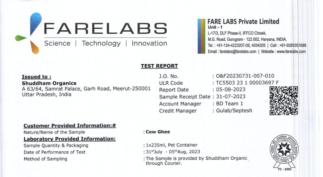 August 2023 Lab test Reports – Shuddham Gaushaala