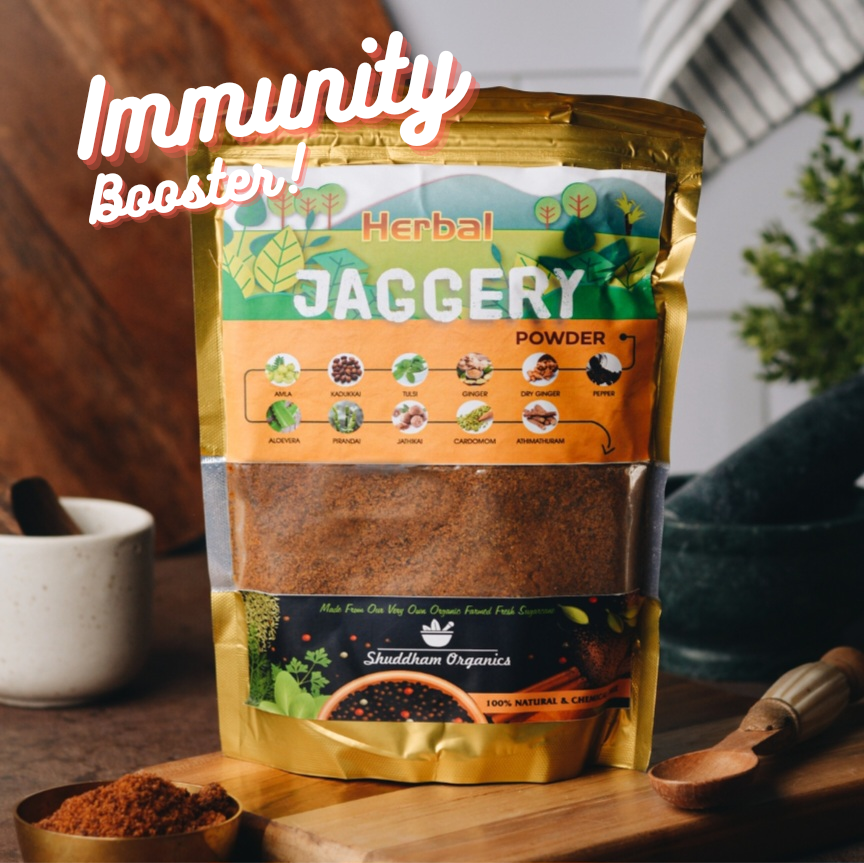 Shuddham Herbal Jaggery Powder with 11 Exquisite Herbs (500 Gms)