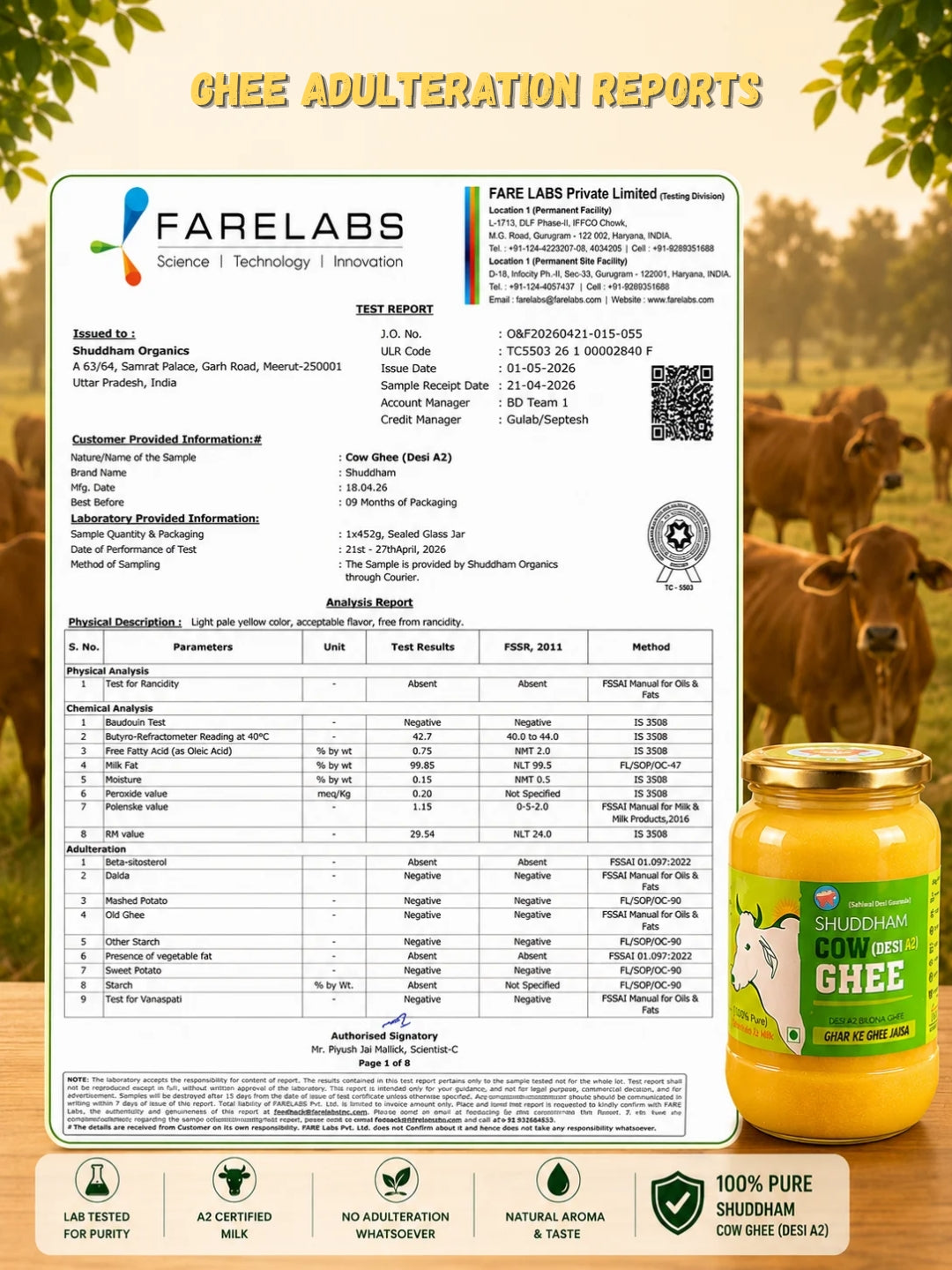 3 Ltrs Shuddham Organics Pure A2 Ghee