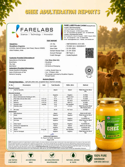 3 Ltrs Shuddham Organics Pure A2 Ghee