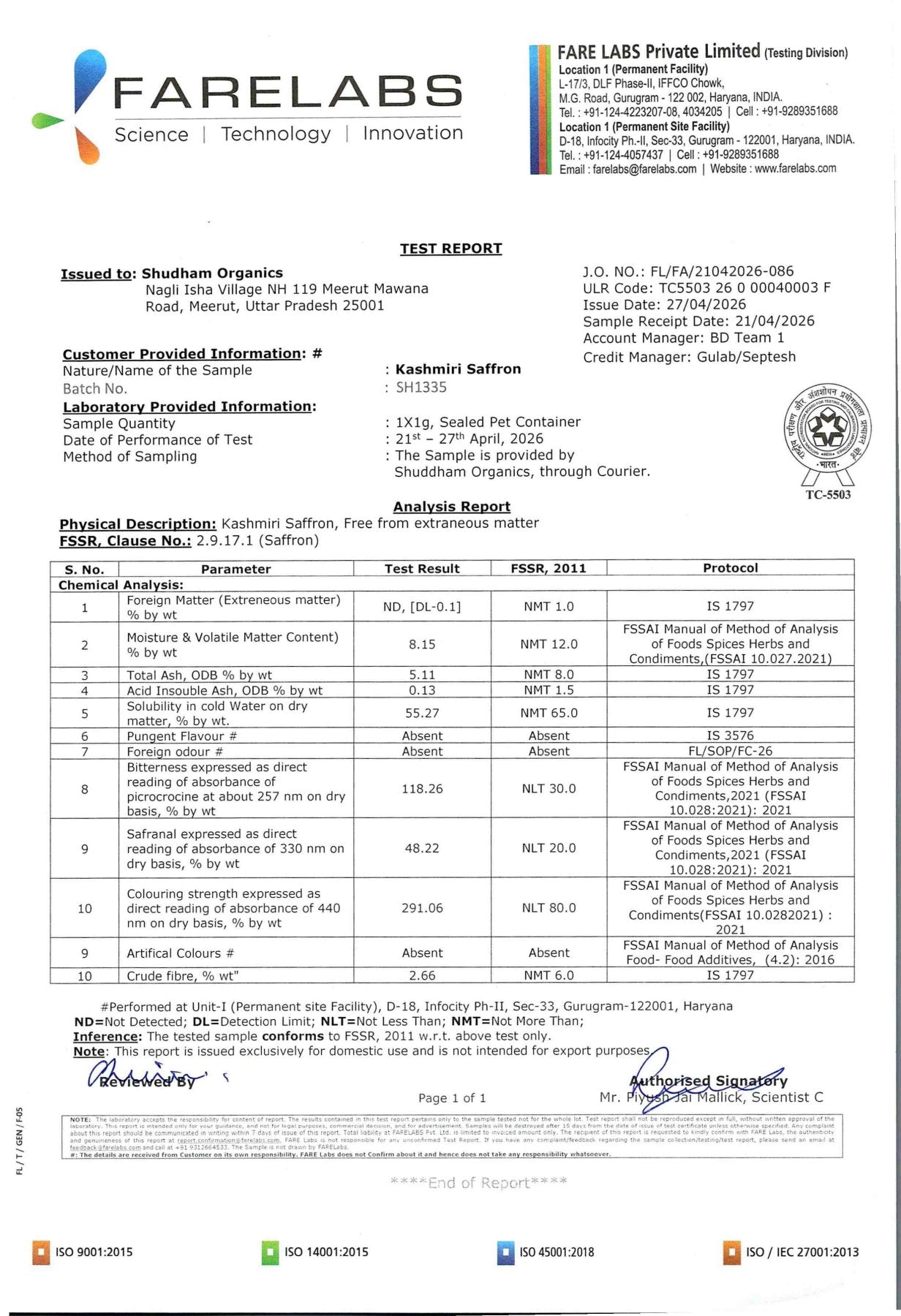 Shuddham Safrron Pure &amp; Premium A++ Grade (1 Gm)