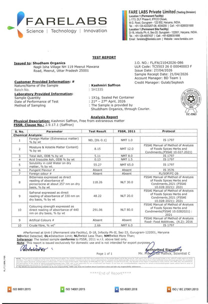 Shuddham Safrron Pure &amp; Premium A++ Grade (1 Gm)