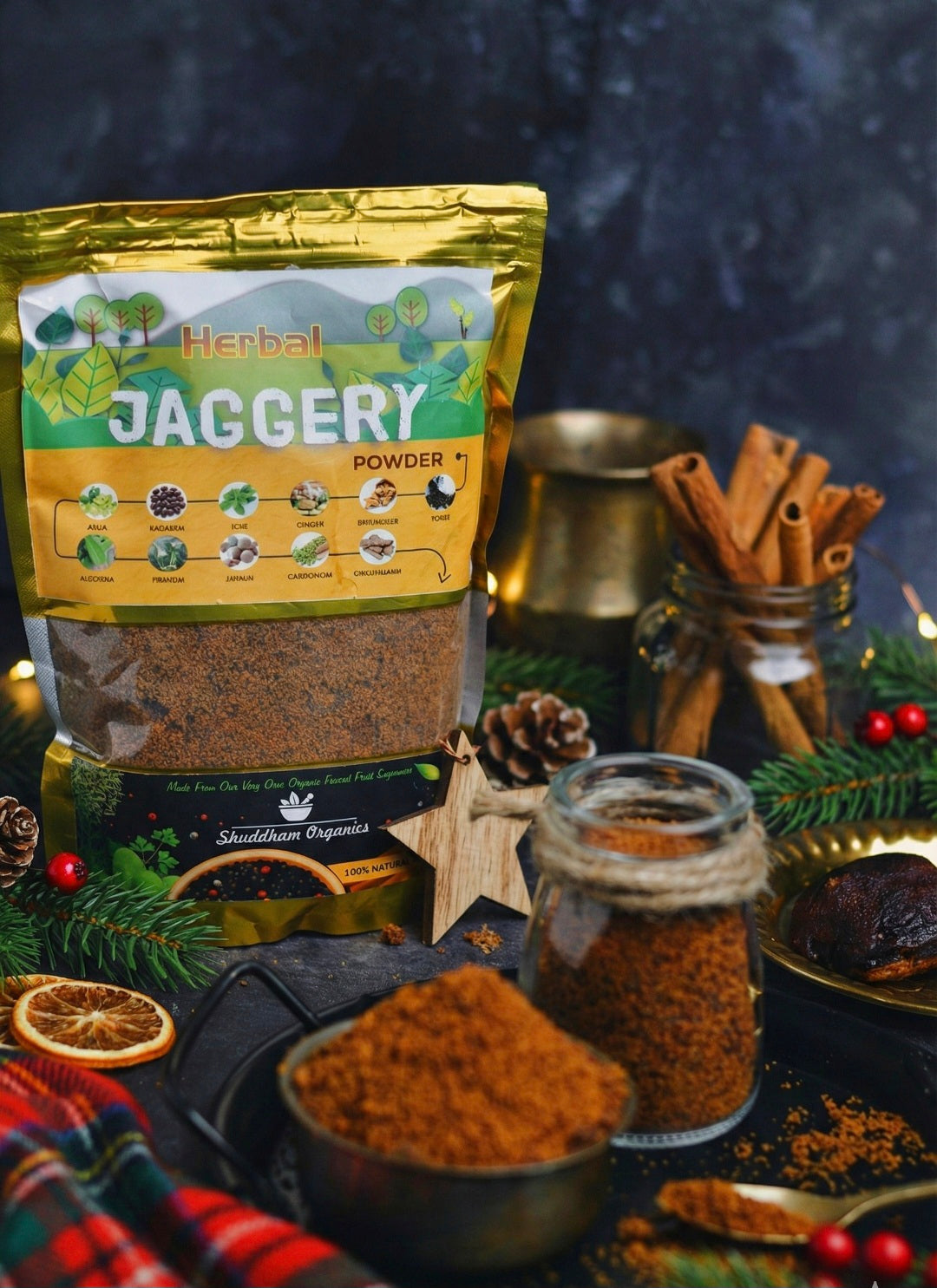 Shuddham Herbal Jaggery Powder with 11 Exquisite Herbs (500 Gms)
