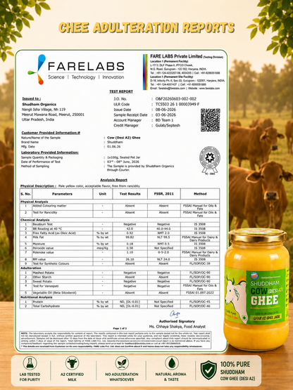 1 Ltrs Shuddham Organics Pure A2 Ghee