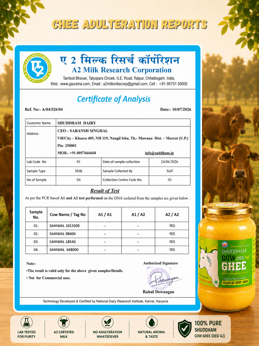 1 Ltrs Shuddham Organics Pure A2 Ghee