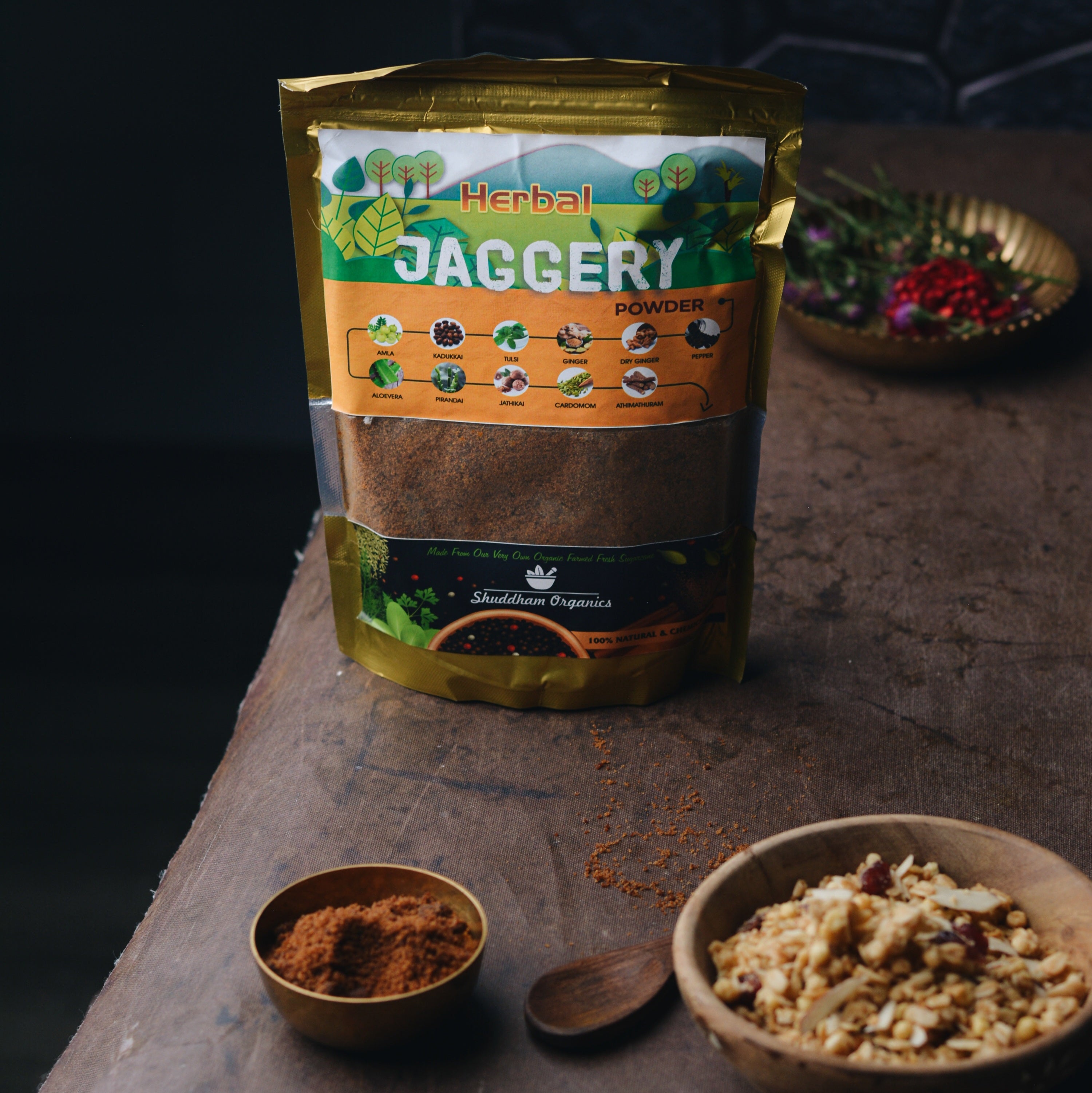 Shuddham Herbal Jaggery Powder with 11 Exquisite Herbs (500 Gms)