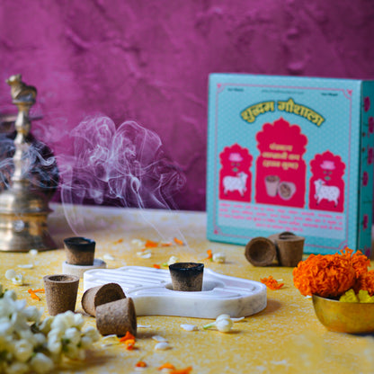Cow Dung Product Box (Dung Cake, Dhoopbatti, Samagri &amp; Sambrani Cups)